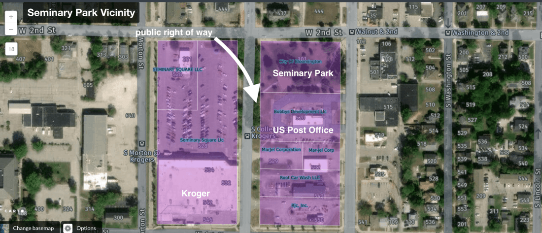 Public right-of-way near Bloomington’s Seminary Park cleared, encampment moves into park for now