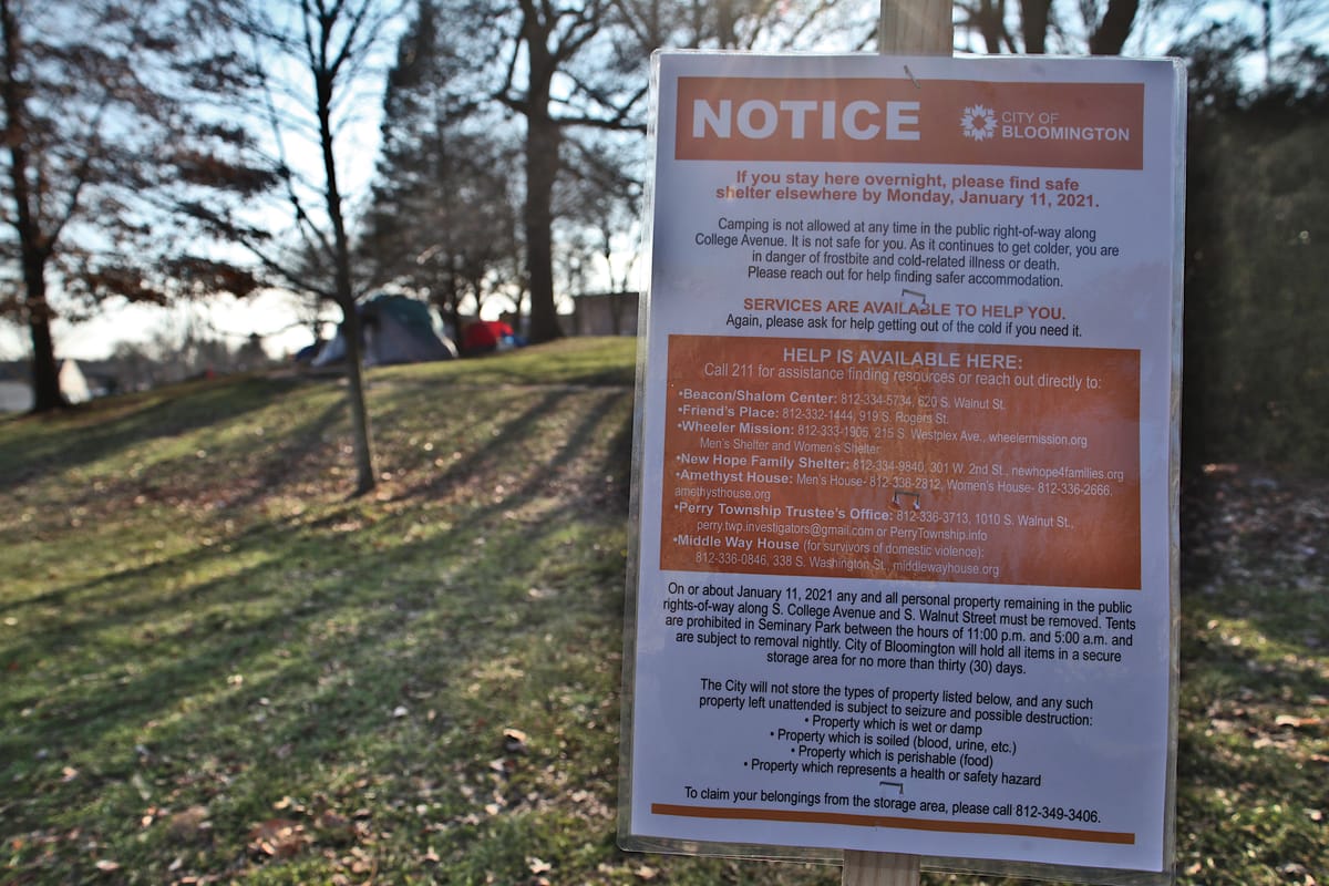 Seminary Park encampment clearance still on course for “on or about” Jan. 11