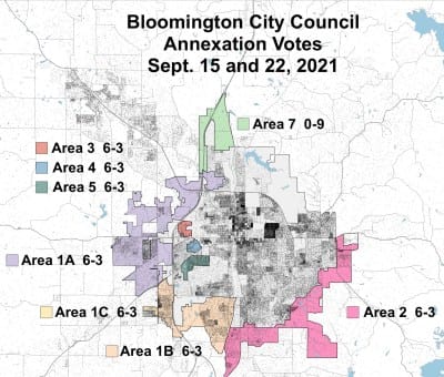 Bloomington city council OKs annexation on 6-3 votes for all territories, except north area