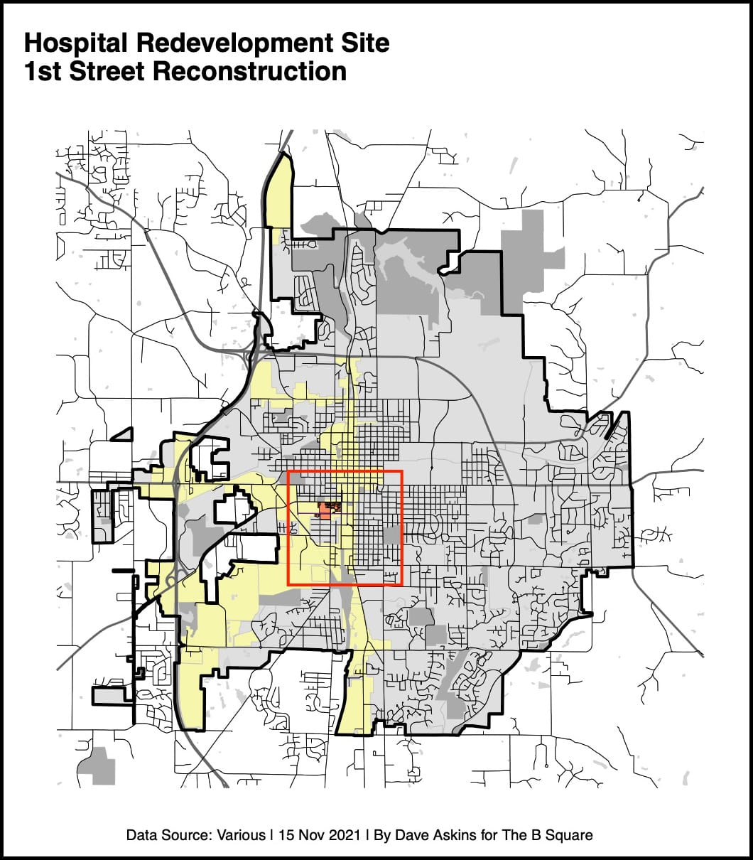 Bloomington OKs a bit more for $4.9M street rebuild at hospital site, as IU Health eyes move