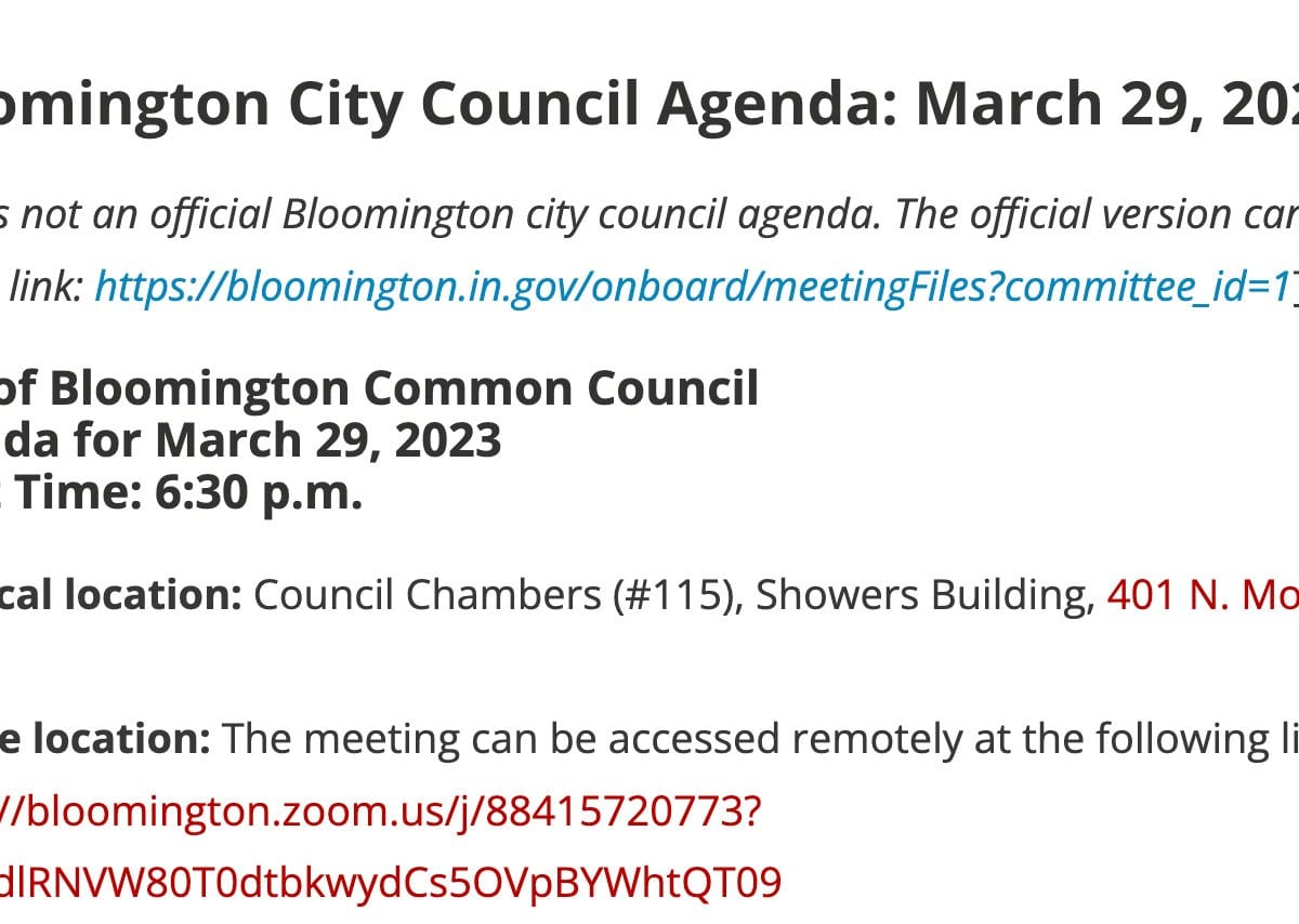 Bloomington City Council Agenda March 29, 2023