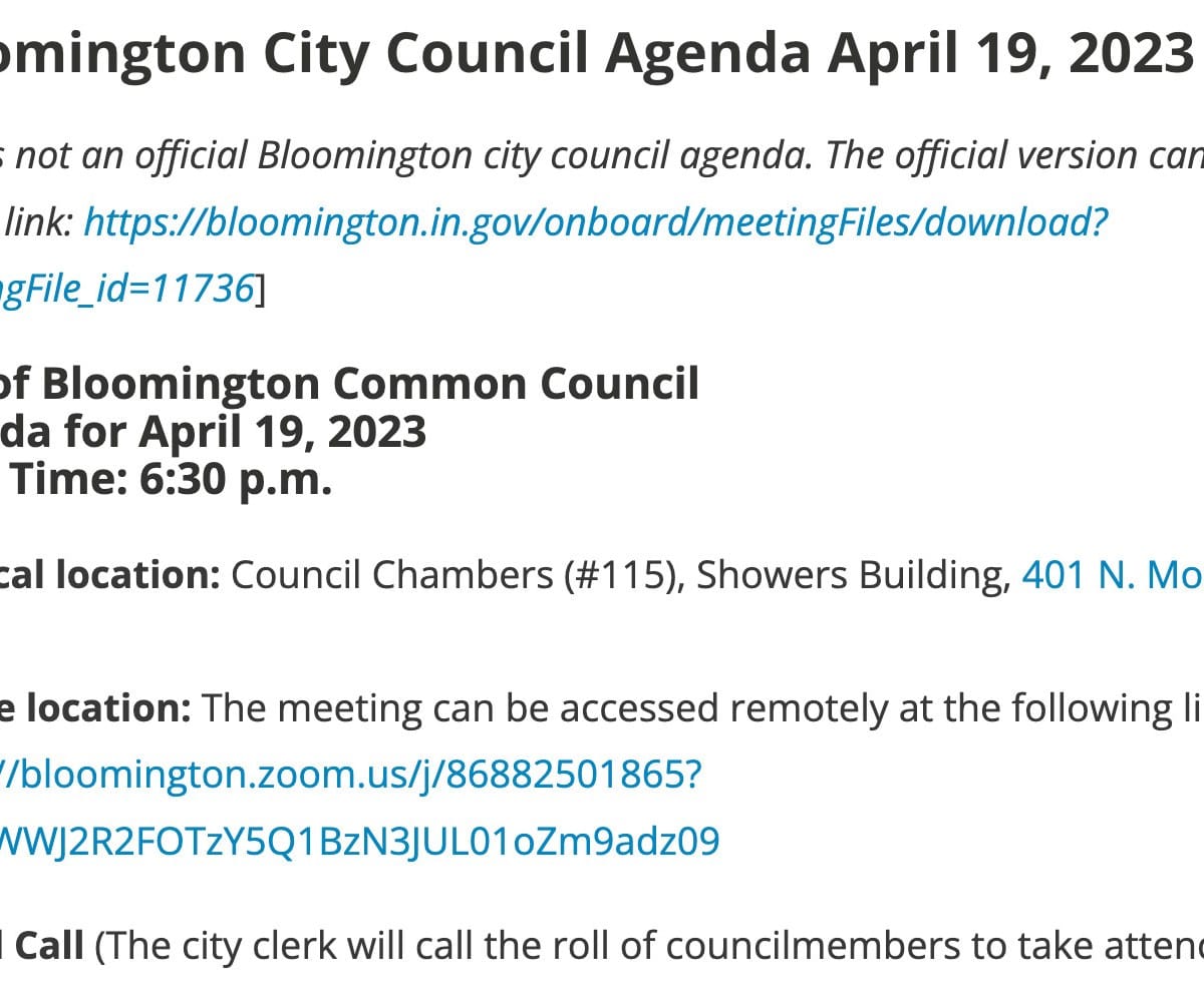 Bloomington City Council Agenda April 19, 2023