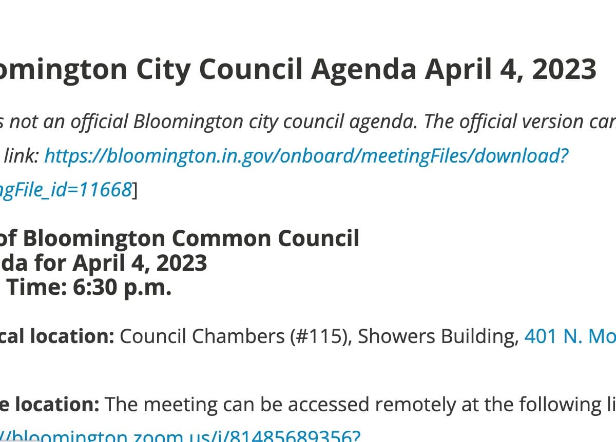 Bloomington City Council Agenda April 4, 2023