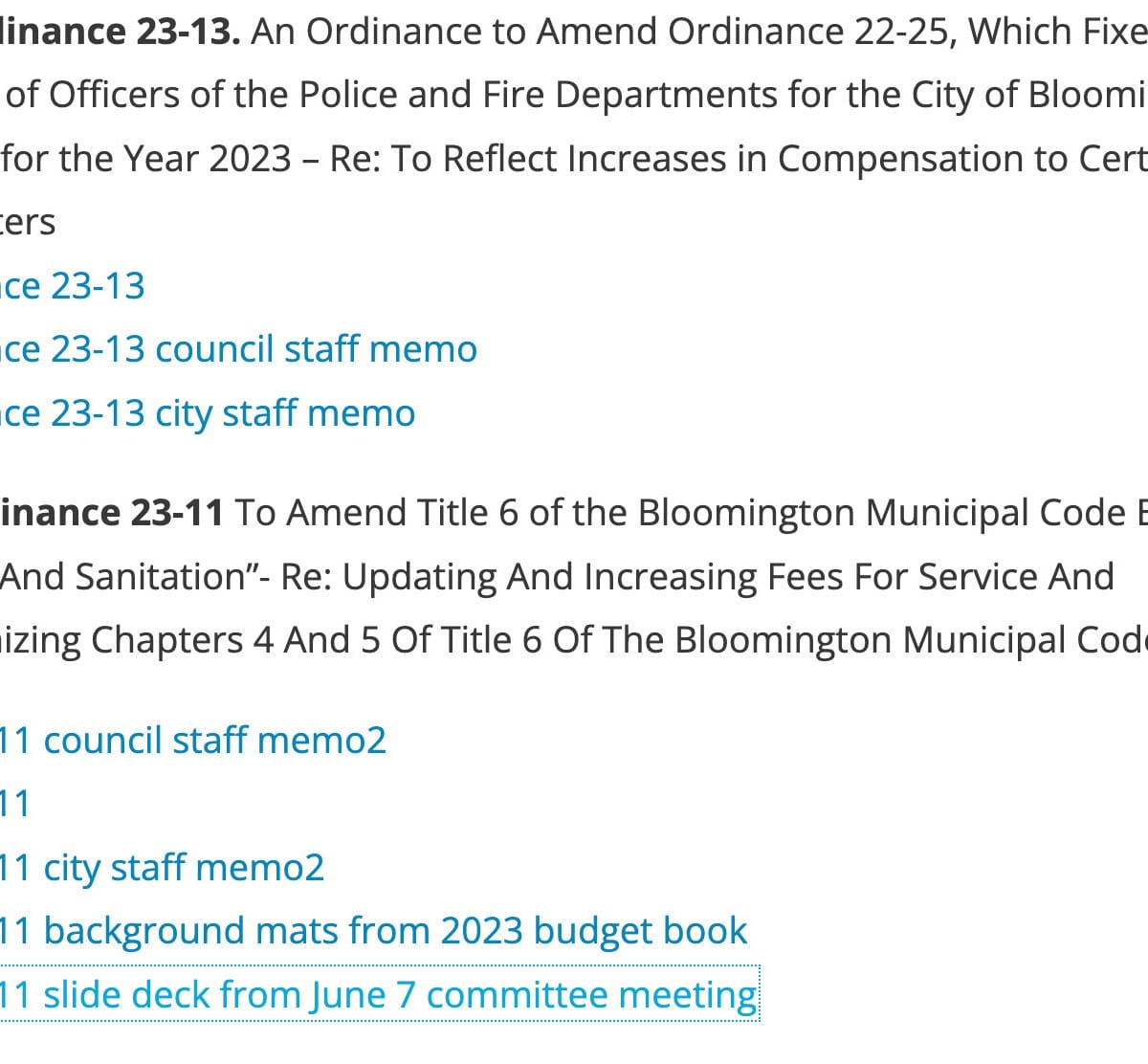 Bloomington City Council Agenda June 14, 2023