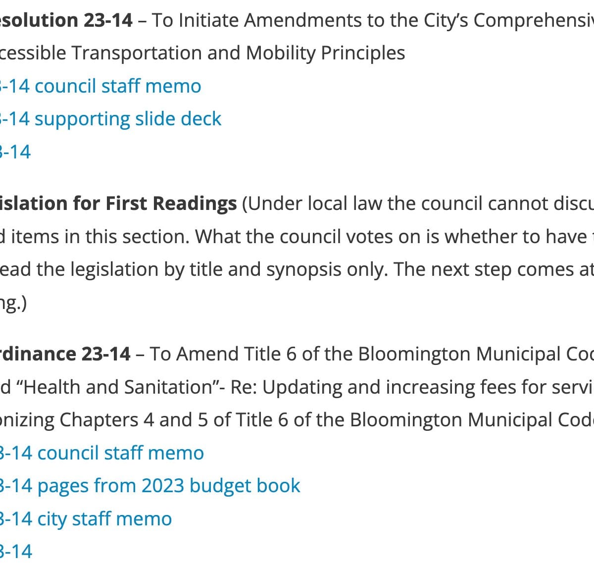 Bloomington City Council Agenda July 26, 2023