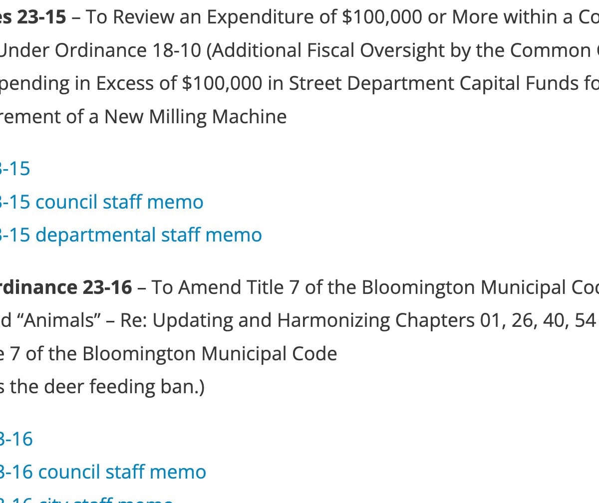 Bloomington City Council Agenda Aug. 16, 2023