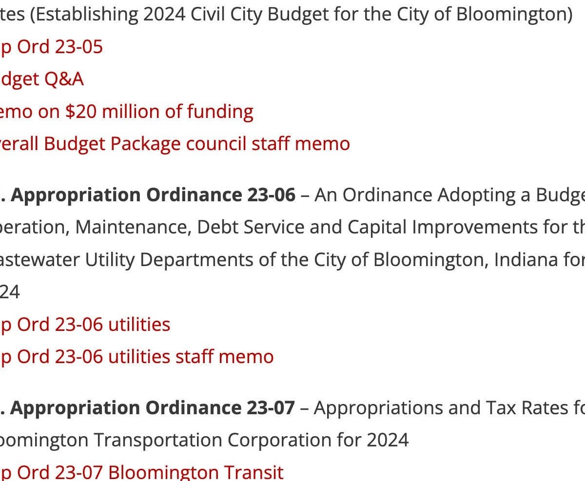 Bloomington City Council Agenda Sept. 27, 2023 (Special Budget Meeting)