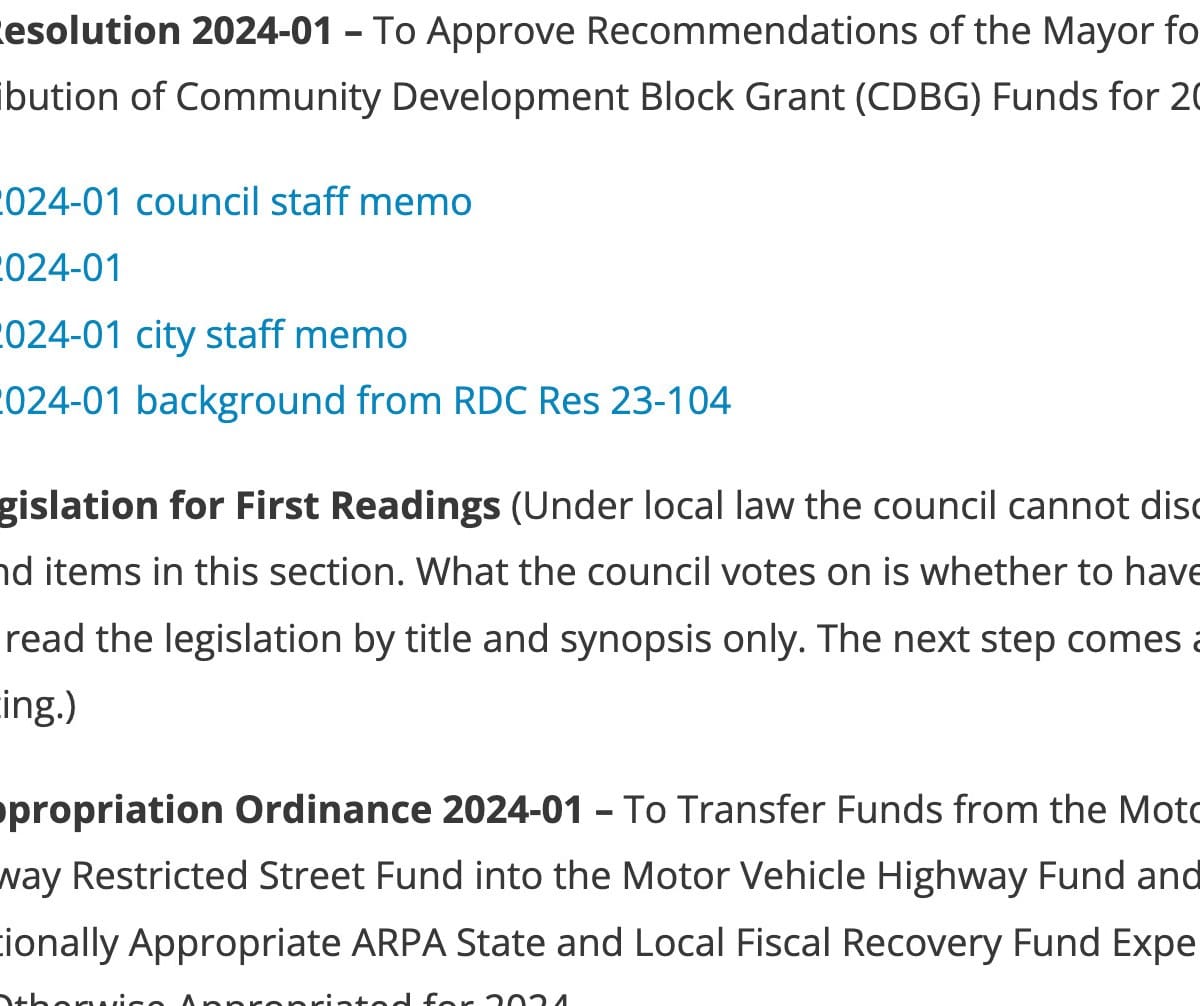 Bloomington City Council Agenda Jan. 17, 2024