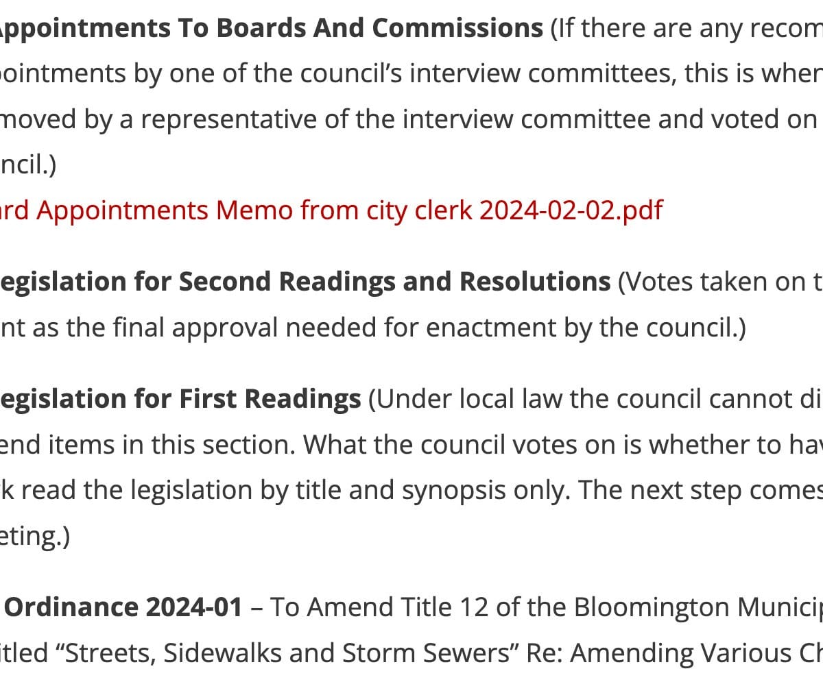 Bloomington City Council Agenda Feb. 7, 2024