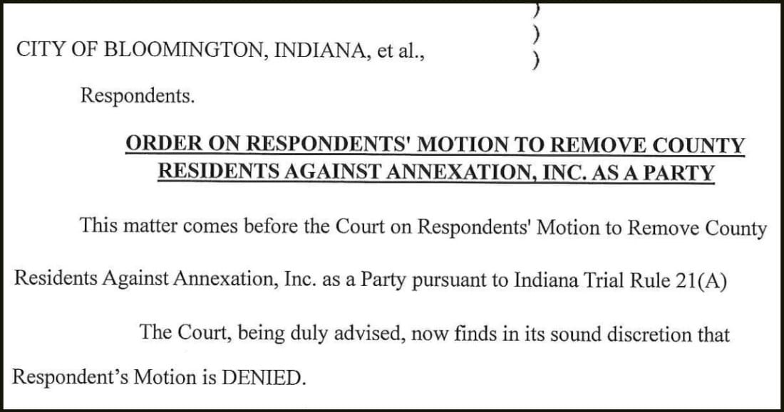 Judge denies Bloomington’s motion, CRAA remains as plaintiff in annexation litigation