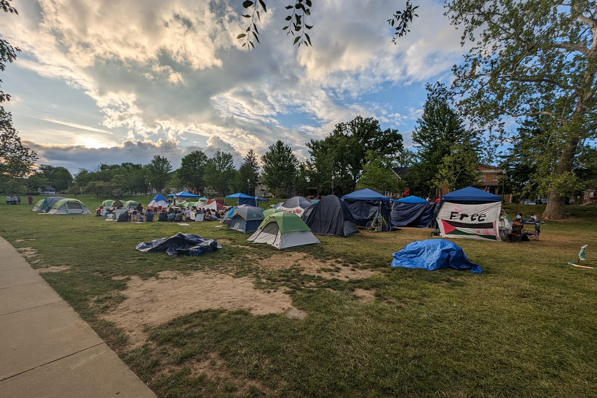 Dunn Meadow cleared of Gaza protest encampment, fenced for repairs, in lead-up to IU fall semester start