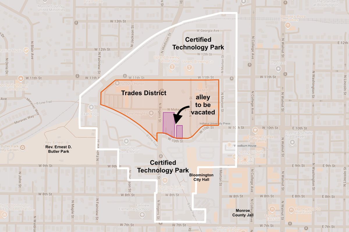 Alley vacation needed from Bloomington city council, to make Trades District hotel deal work
