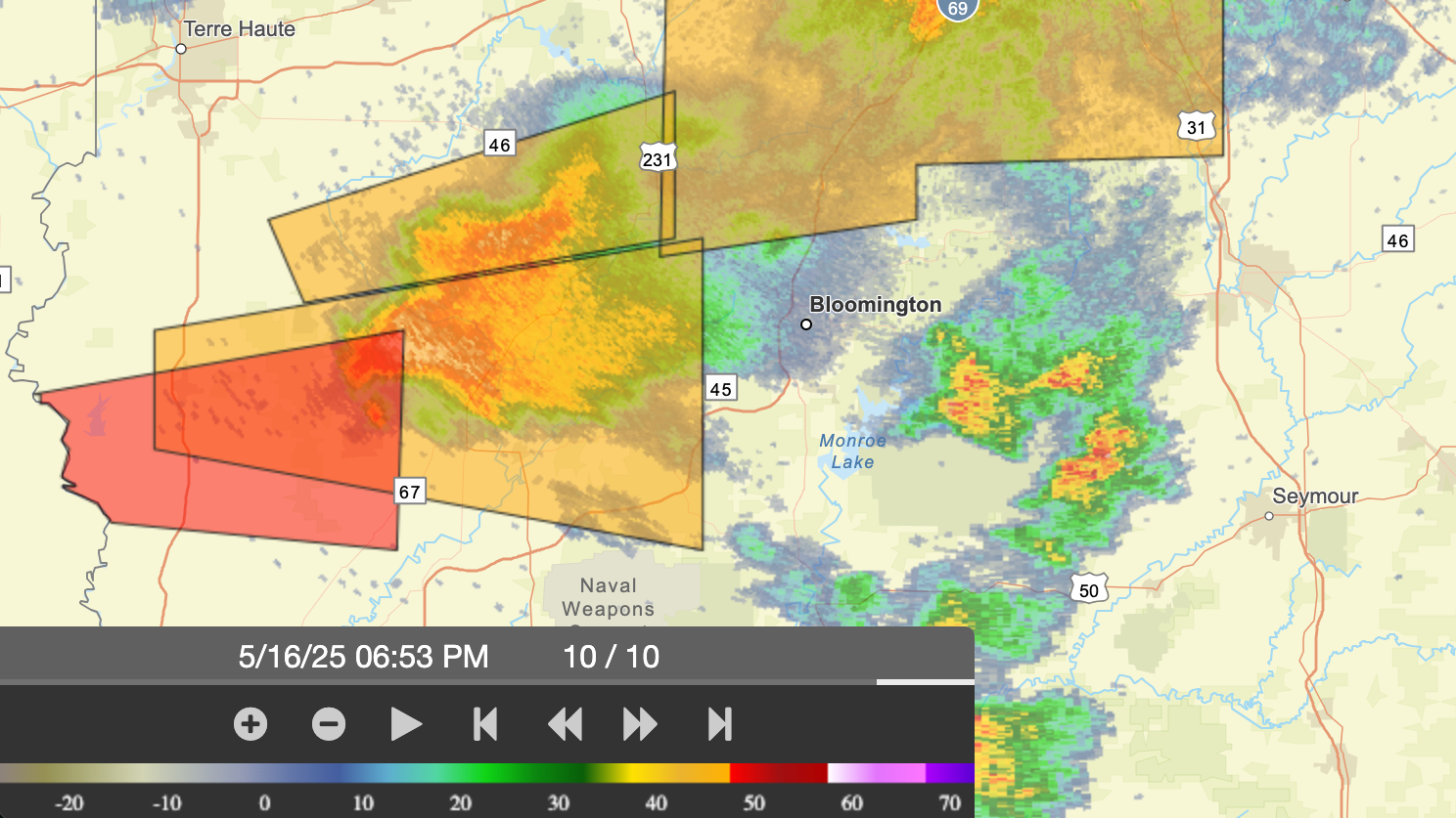 Tornado watch, T-storm warnings Friday night in Bloomington, Monroe County