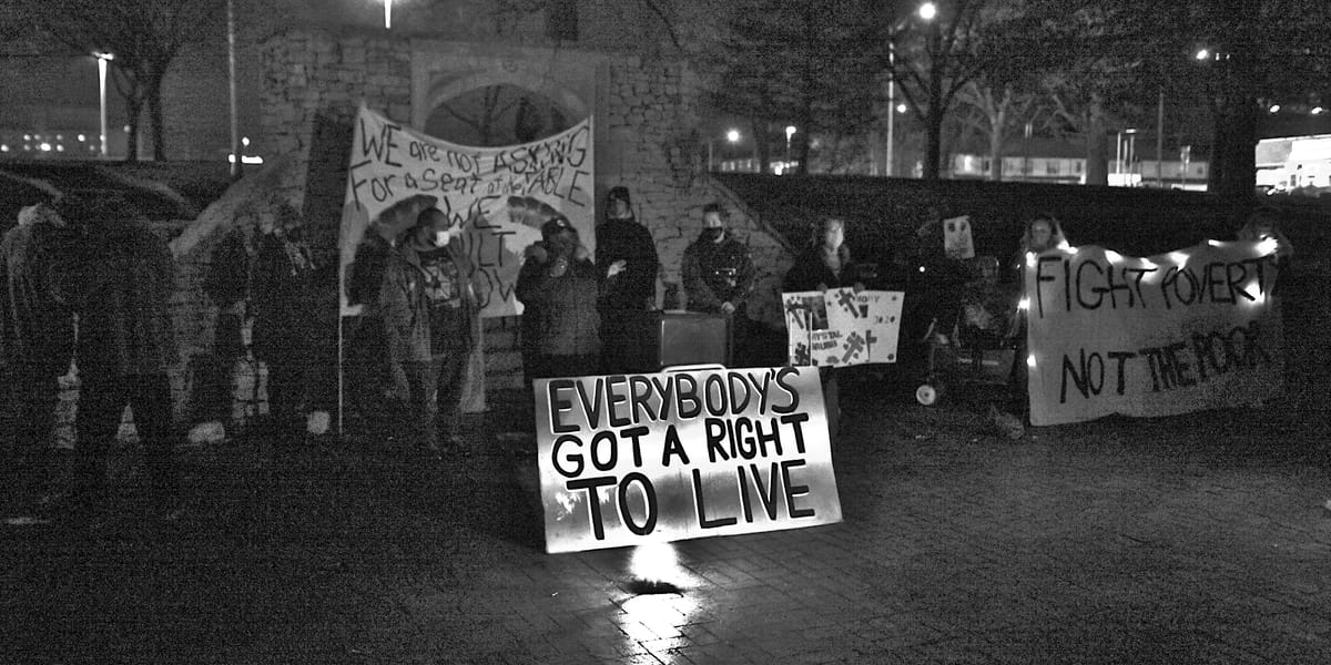 Houseless advocates march from Seminary Park to People’s Park to protest clearance from public spaces