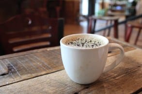 Math Journal: Saw marks on old wood in tables at Crumble Coffee & Bakery