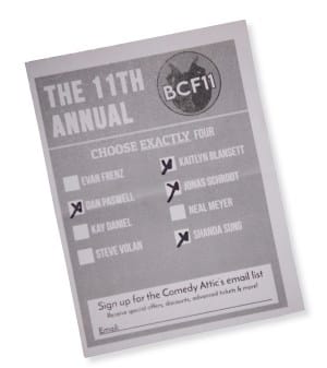 Another week at the Bloomington Comedy Festival is in the books: 2 women, 2 men advance