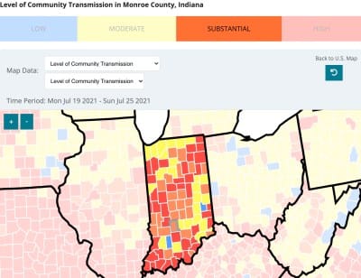 CDC: Wear a mask indoors in Monroe County, Indiana even if fully vaccinated