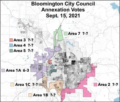 1 down, 7 to go: Bloomington city council OKs westside area for annexation, recesses meeting until Sept. 22 for remaining votes