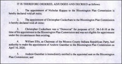 Court rules for GOP chair, against Bloomington mayor on disputed plan commission seat