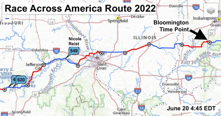 Tuesday evening: Leader in cross-country bicycle race to cruise through Bloomington