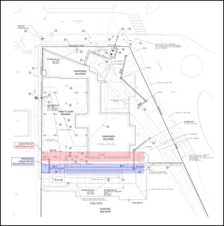 Johnson’s Creamery developer pitches swap of alley location, city council puts off decision
