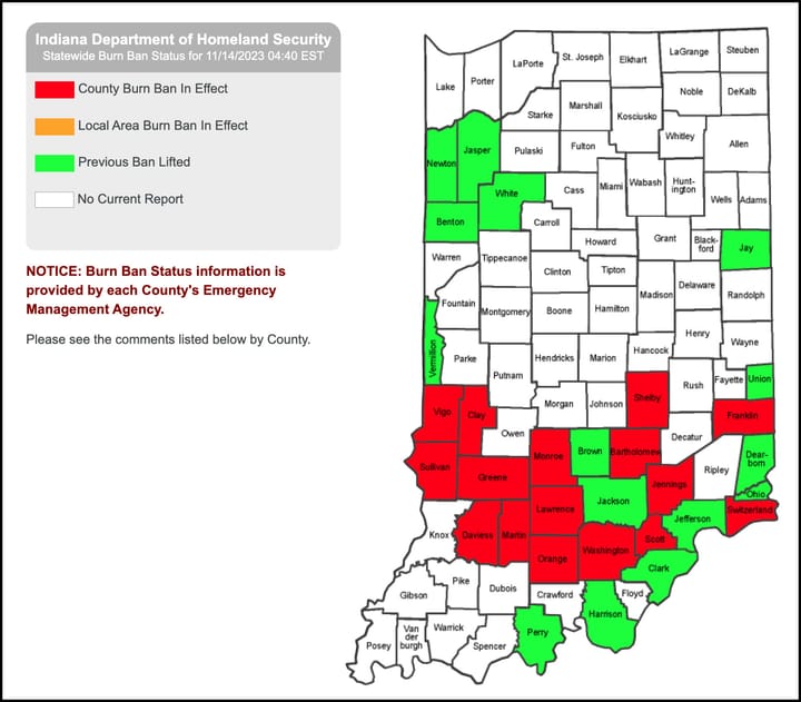 Burn ban due to dry conditions: Monroe one of 16 Hoosier counties