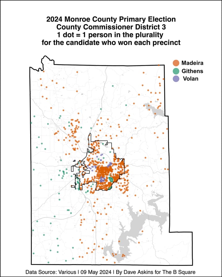 Mapping the Dems: 2024 Monroe County commissioner primary election results