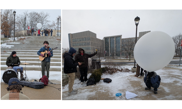 IU weather balloon launch: Data for scientists, dramatic backdrop for musicians